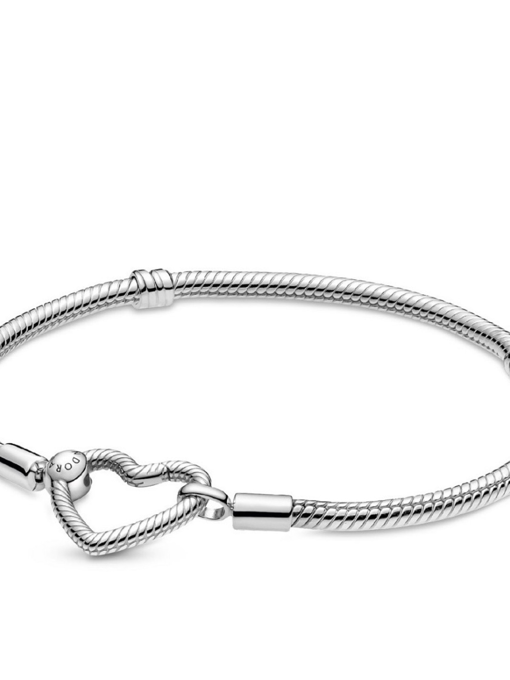 Pandora - authentic NWT Silver Heart Clasp Snake Chain Bracelet - Silver